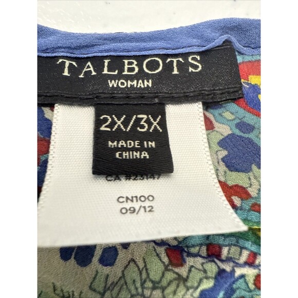Talbots Blouse Womens 2X Silk‎ Multi Paisley Abstract Kimono Top Festival - Picture 9 of 11